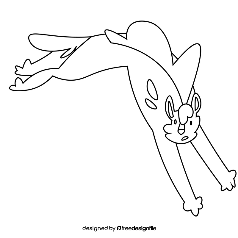 Hyena jumping black and white clipart