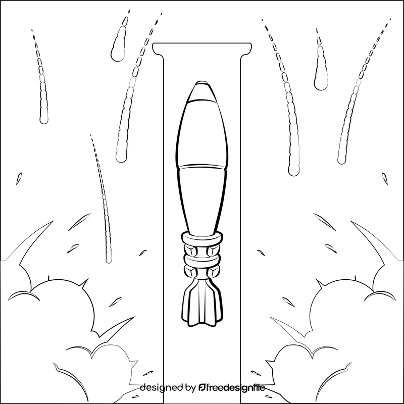 Mortar bomb black and white vector