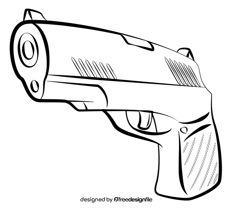 Pistol black and white clipart