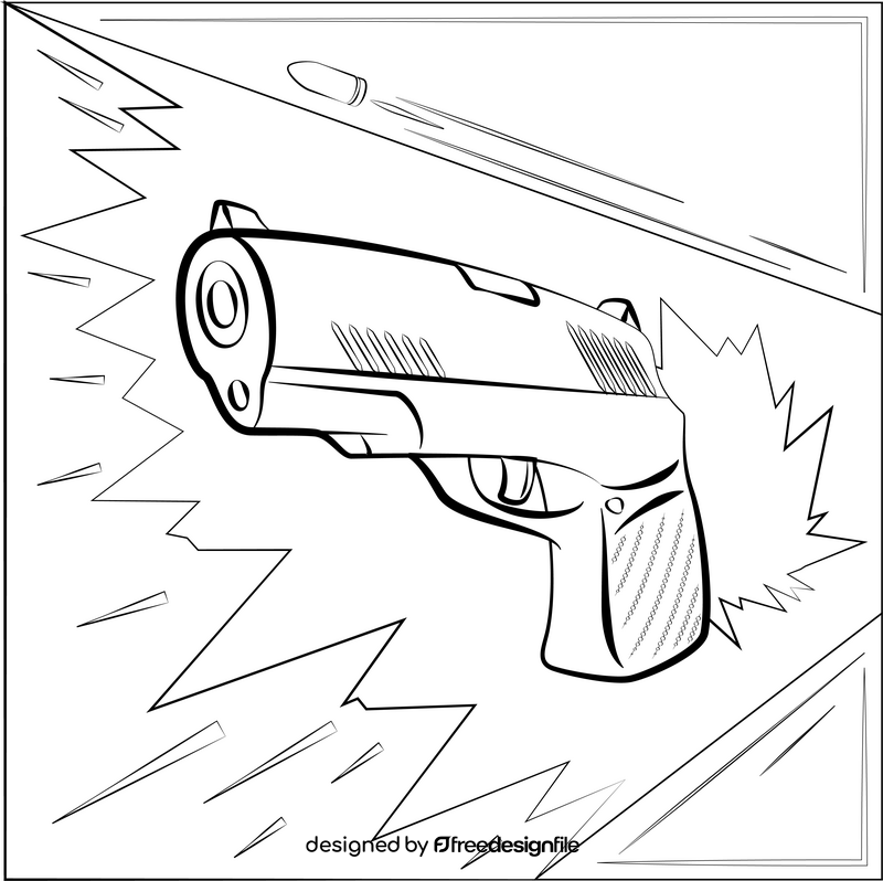 Pistol black and white vector