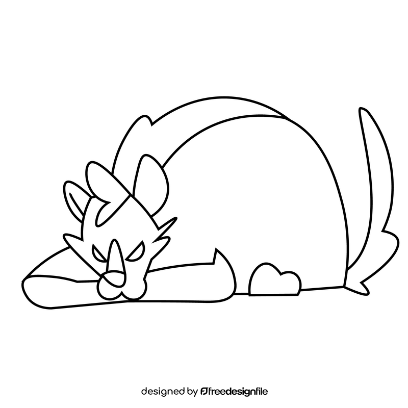 Hyena lying cartoon drawing black and white clipart