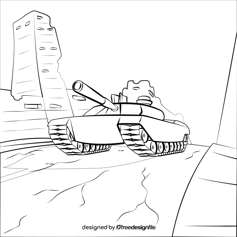 Tank black and white vector