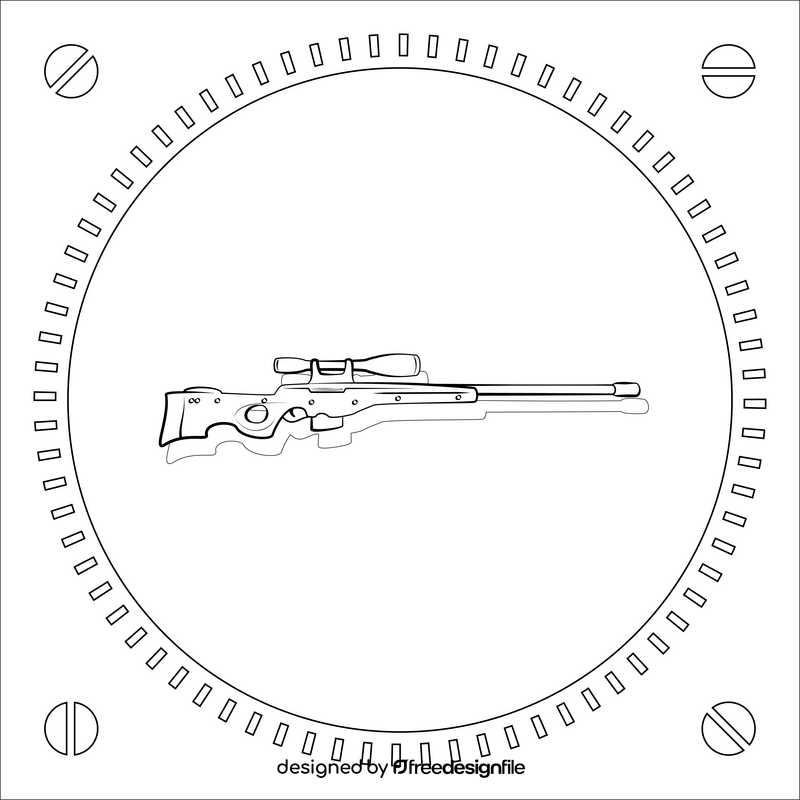 Sniper rifle black and white vector