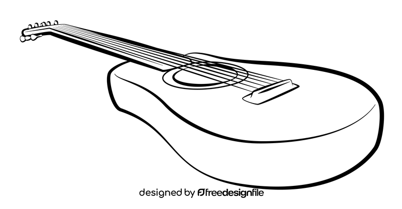 Acoustic guitar black and white clipart