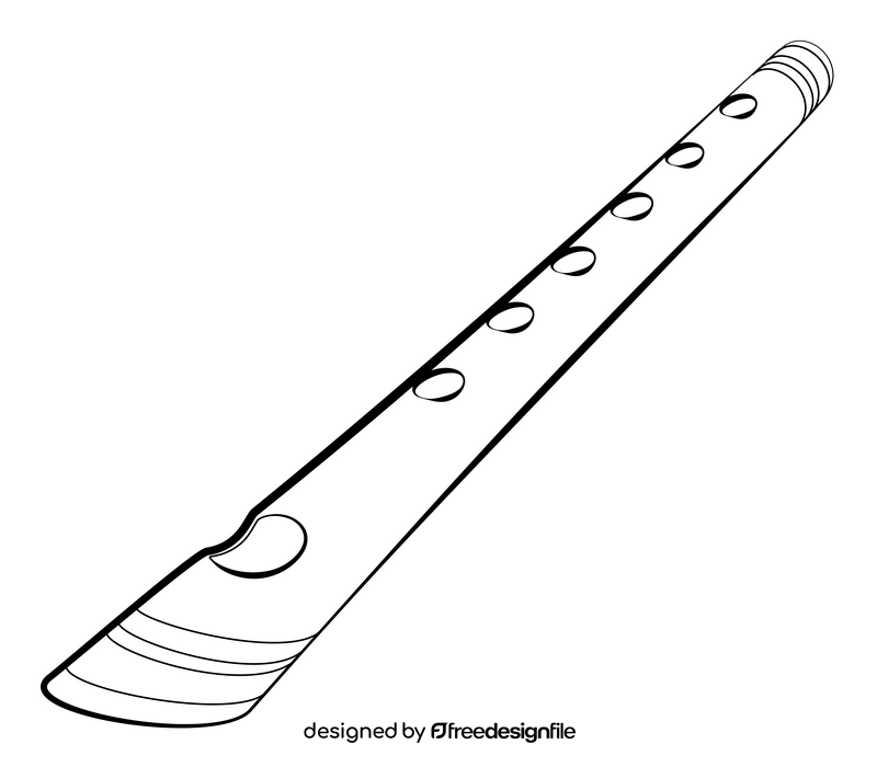 Bamboo flute black and white clipart