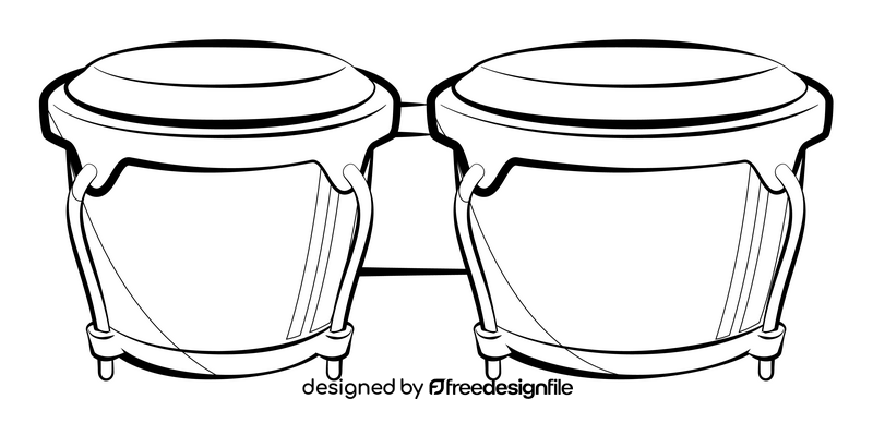 Bongo drums black and white clipart