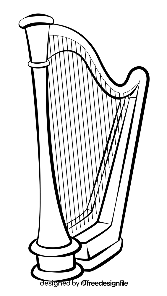 Harp black and white clipart