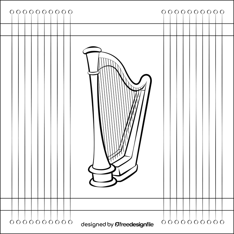 Harp black and white vector