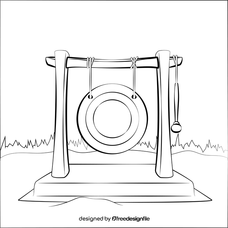 Gong black and white vector