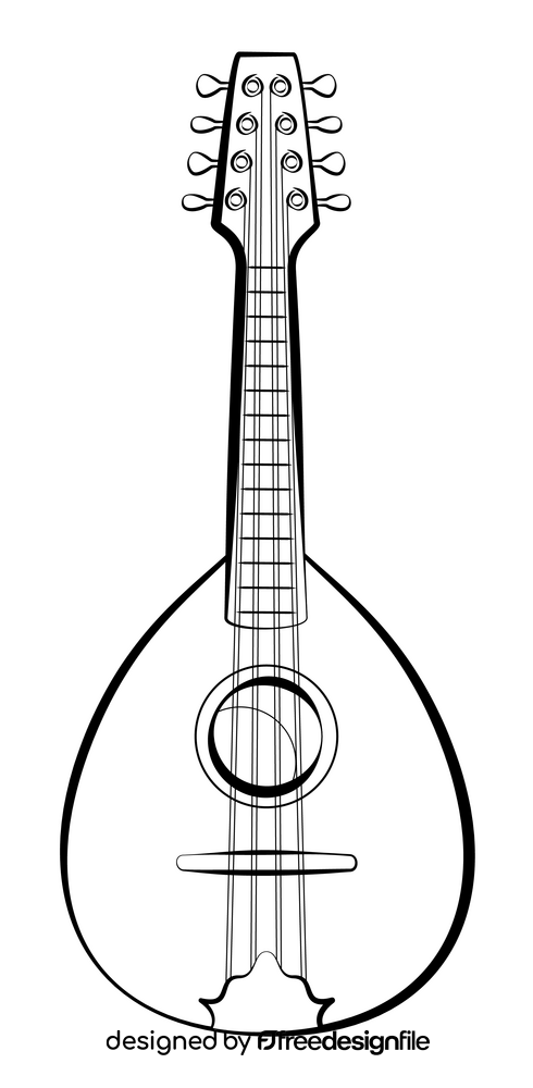 Mandolin black and white clipart