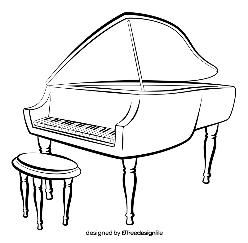 Piano black and white clipart