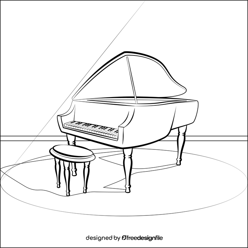 Piano black and white vector