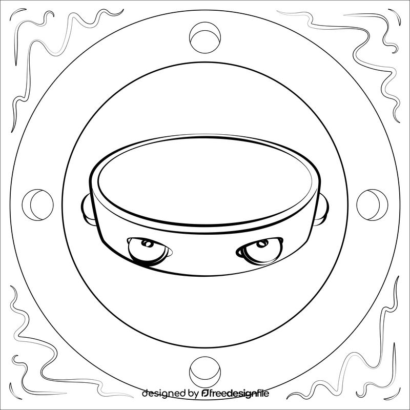 Tambourine black and white vector