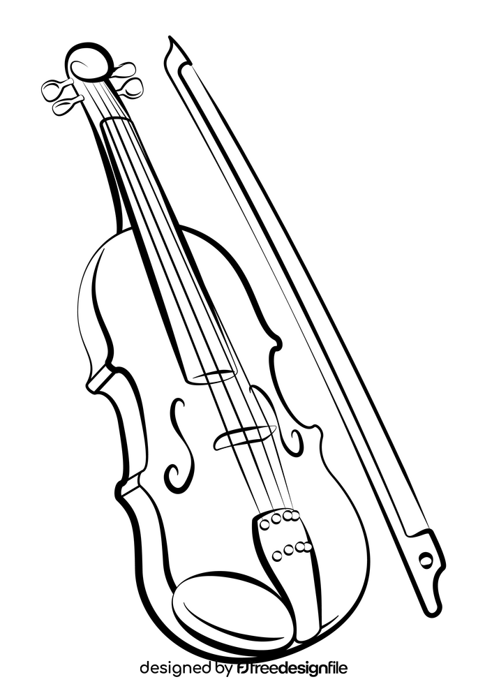 Violin black and white clipart