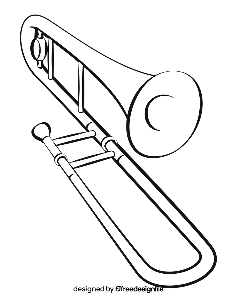 Trombone black and white clipart