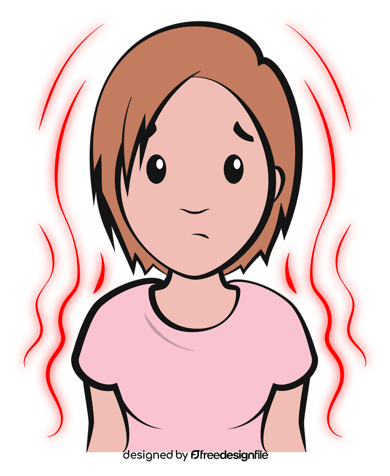 Cartoon girl with fever clipart