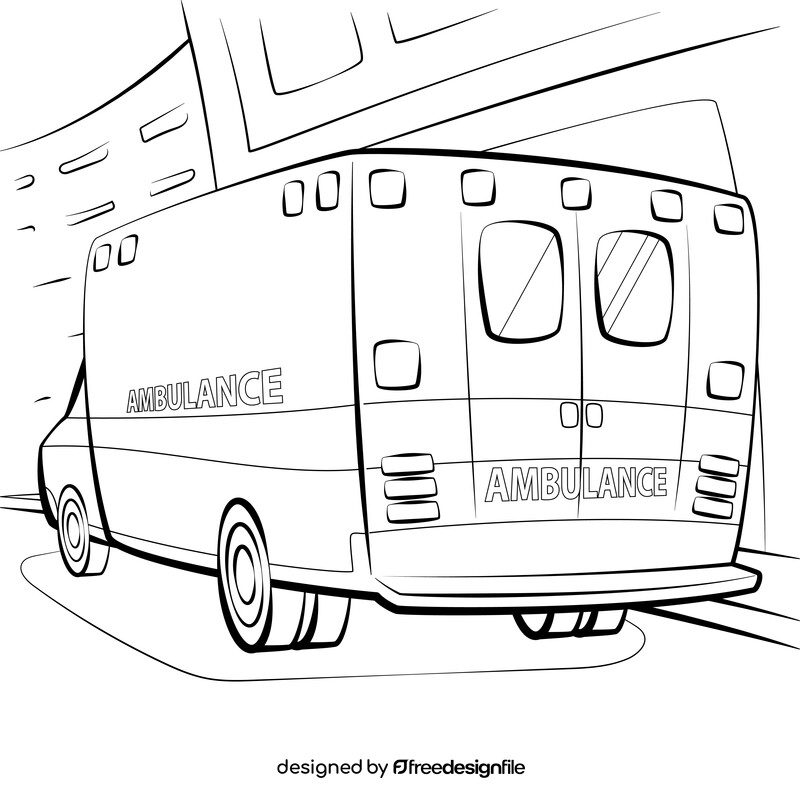 Ambulance cartoon black and white vector