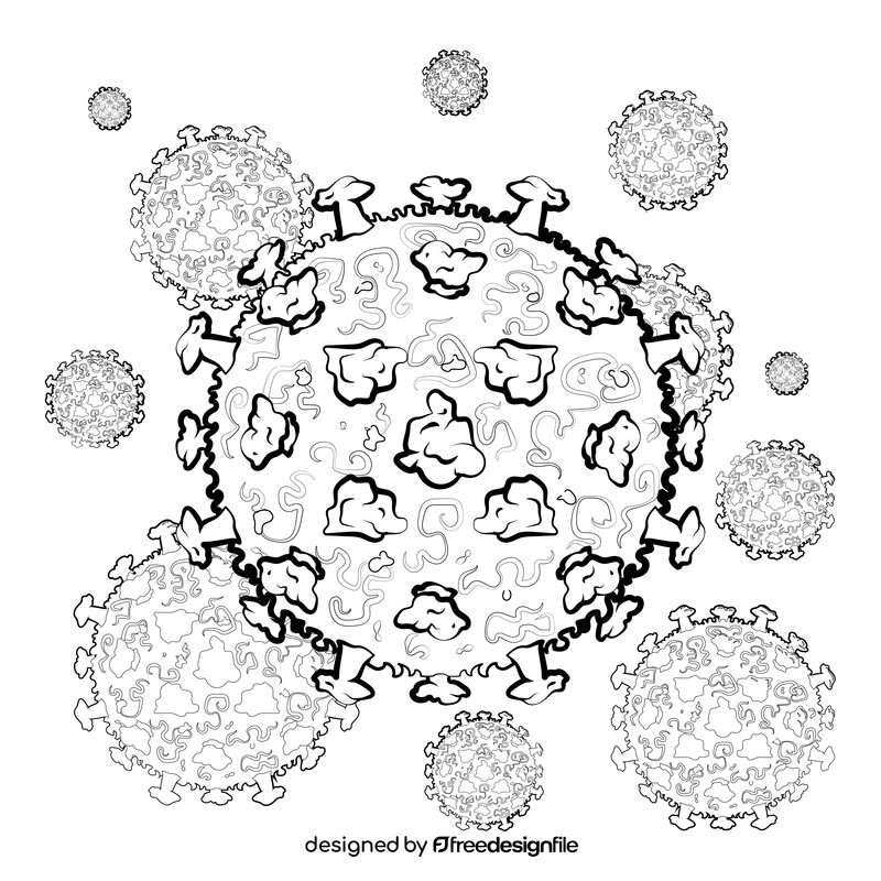 Coronavirus, covid 19 black and white vector