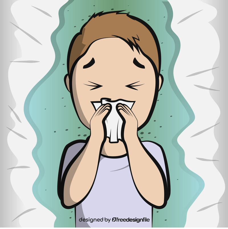 Cartoon boy coughing and sneezing vector
