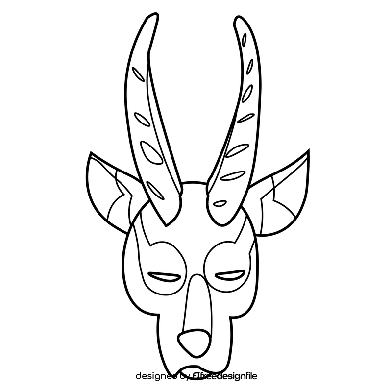 Impala face black and white clipart