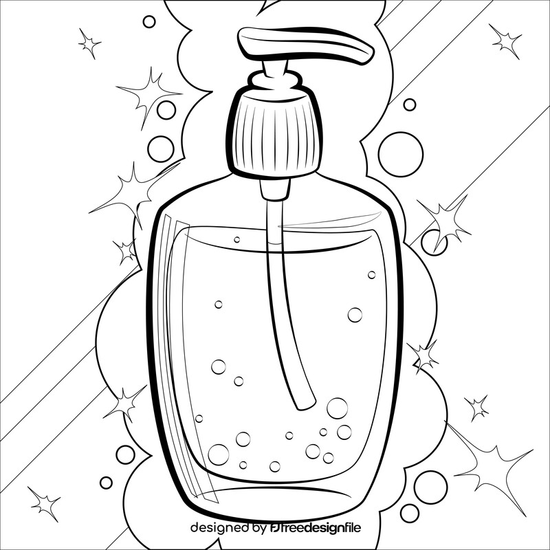 Hand sanitizer cartoon black and white vector