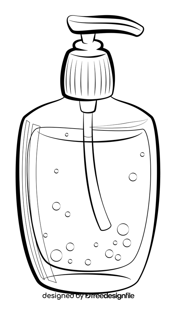 Hand sanitizer cartoon drawing black and white clipart