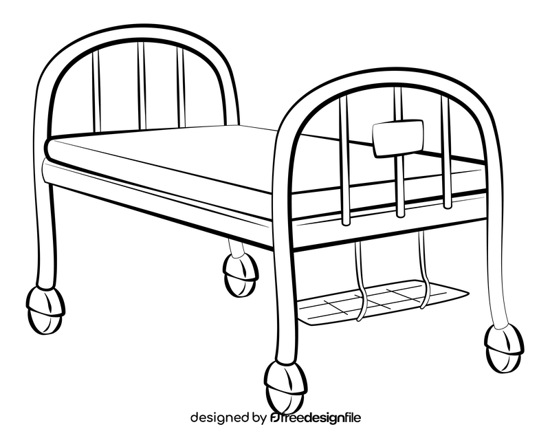 Hospital bed cartoon black and white clipart
