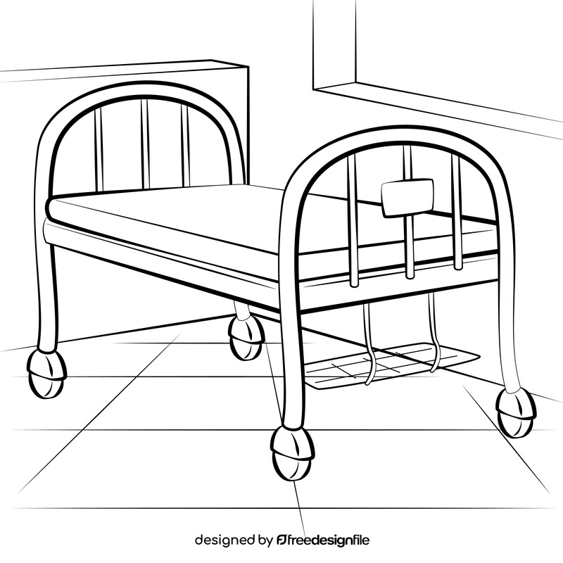 Hospital bed cartoon black and white vector