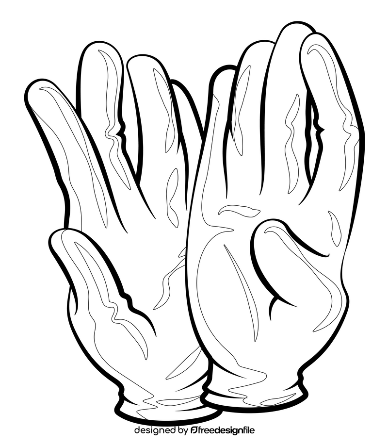 Medical gloves cartoon drawing black and white clipart