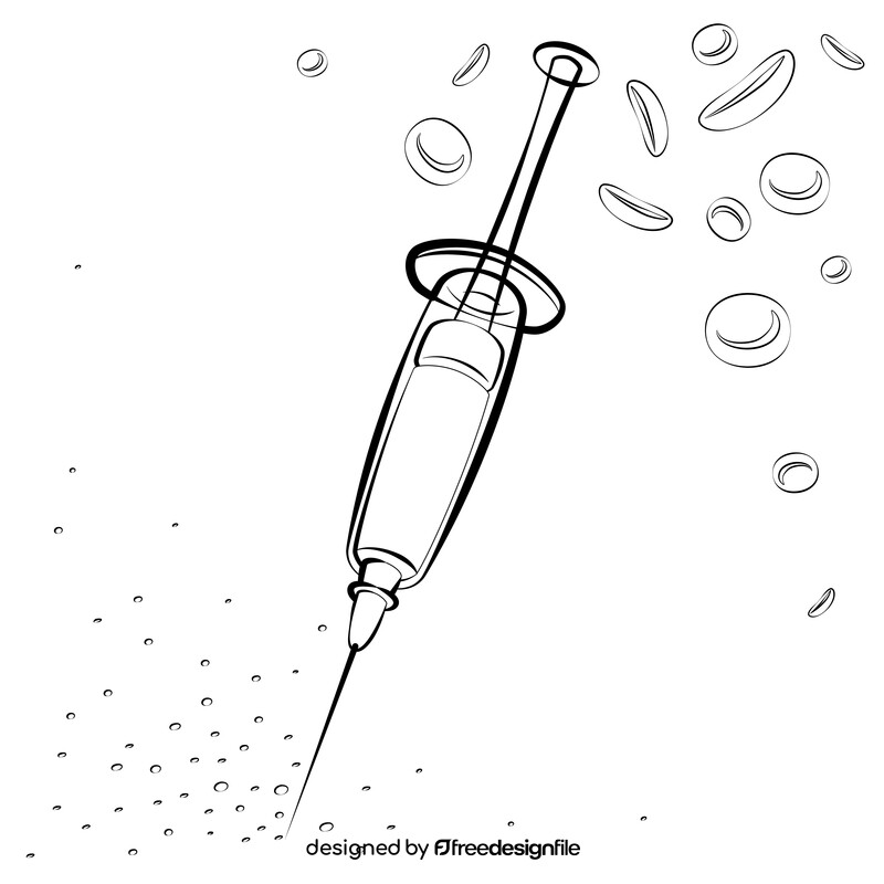 Syringe cartoon black and white vector