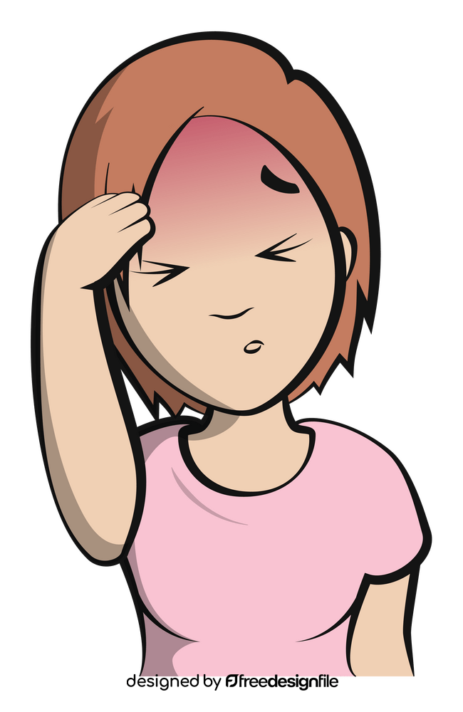 Headache cartoon girl clipart