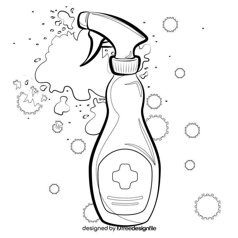 Sanitizer spray cartoon black and white vector
