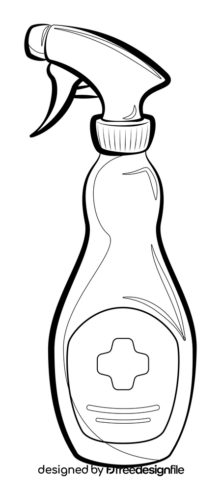 Sanitizer spray cartoon drawing black and white clipart