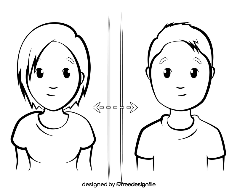 Social distancing cartoon drawing black and white clipart