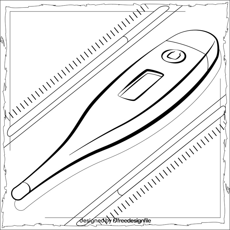Thermometer cartoon black and white vector