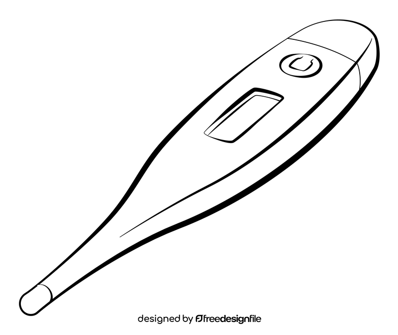 Thermometer cartoon drawing black and white clipart