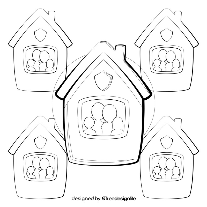 Stay at home cartoon black and white vector