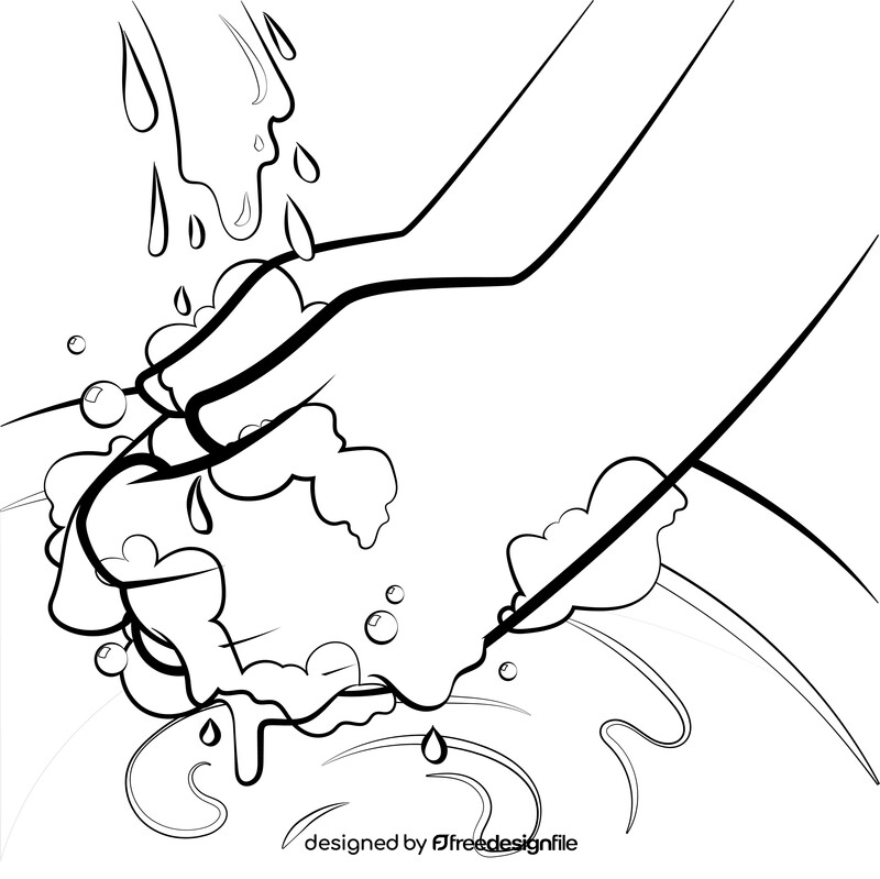 Washing hands cartoon black and white vector