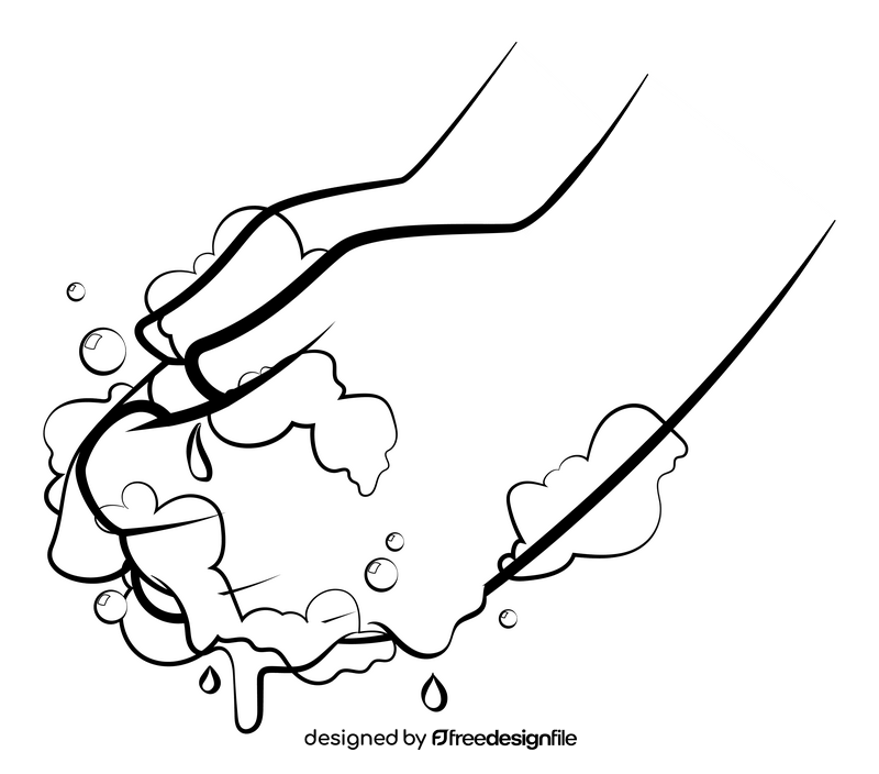 Washing hands cartoon drawing black and white clipart