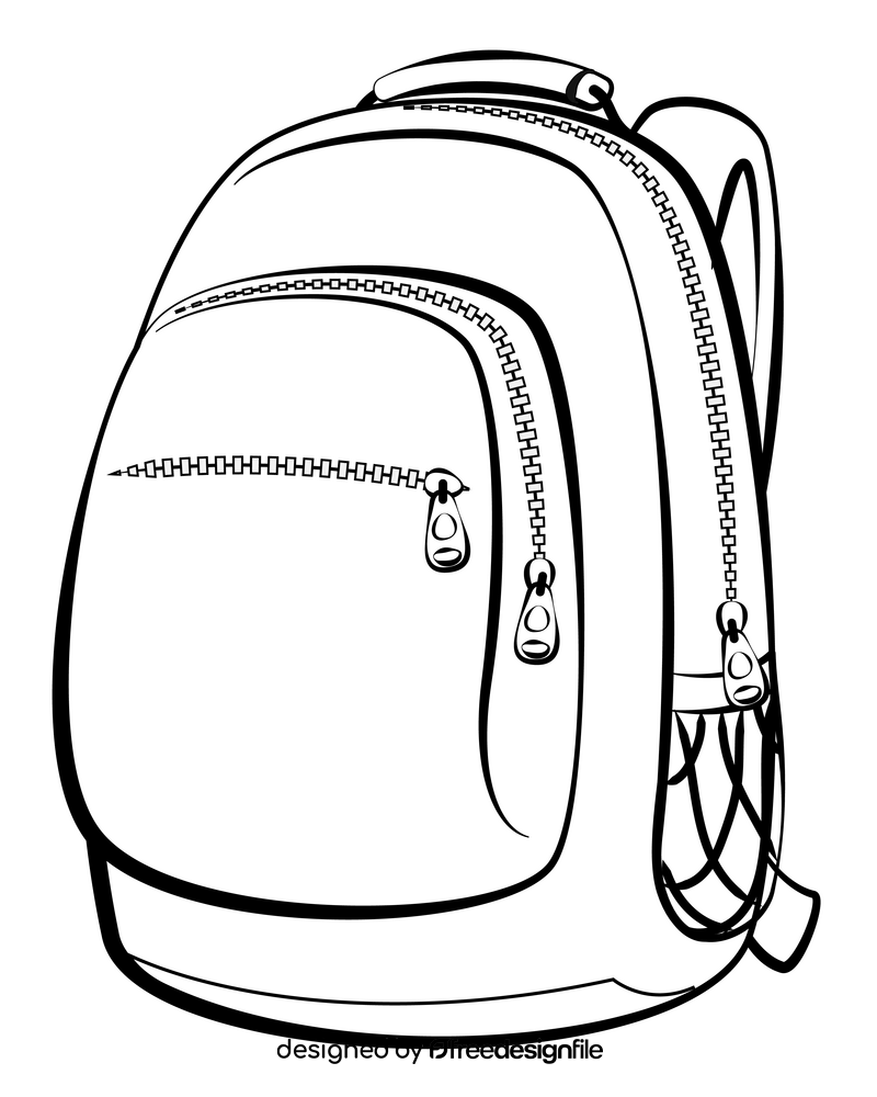 School bag black and white clipart