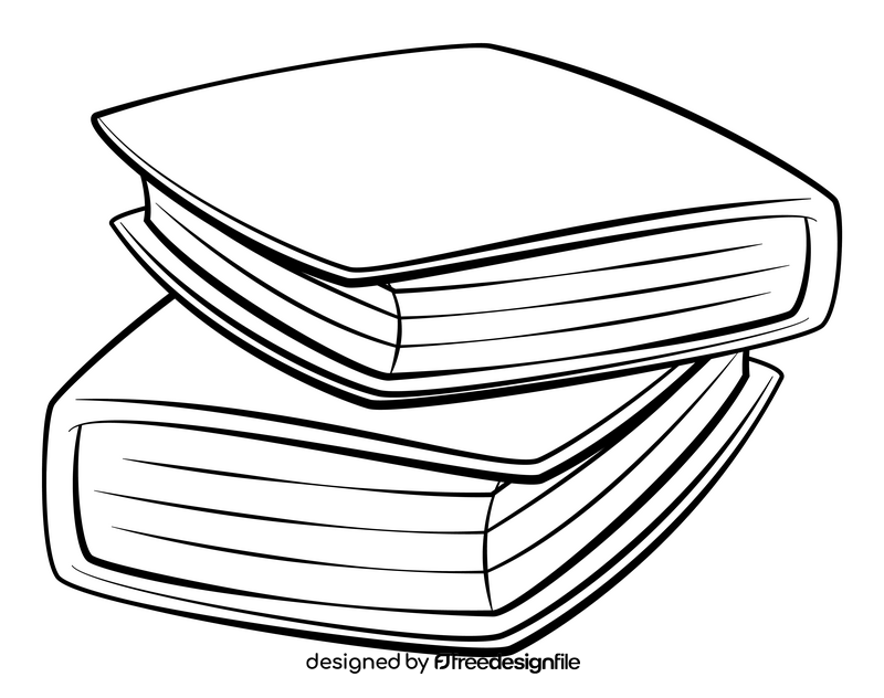 Books drawing black and white clipart