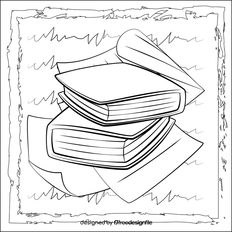 Books drawing black and white vector