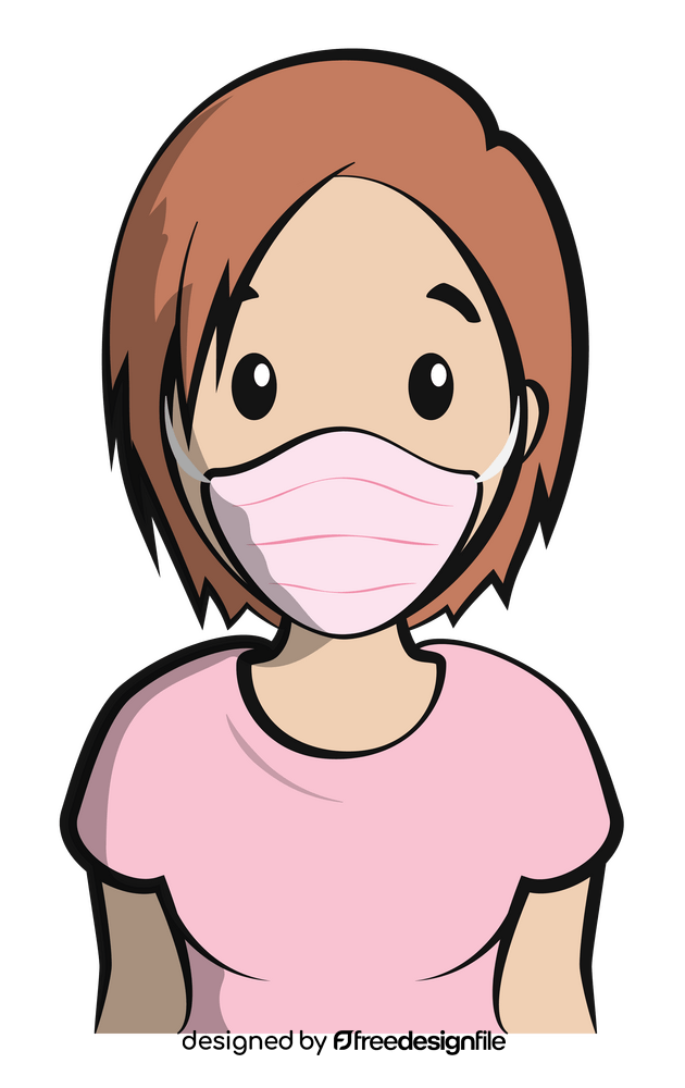 Cartoon girl wearing a mask clipart