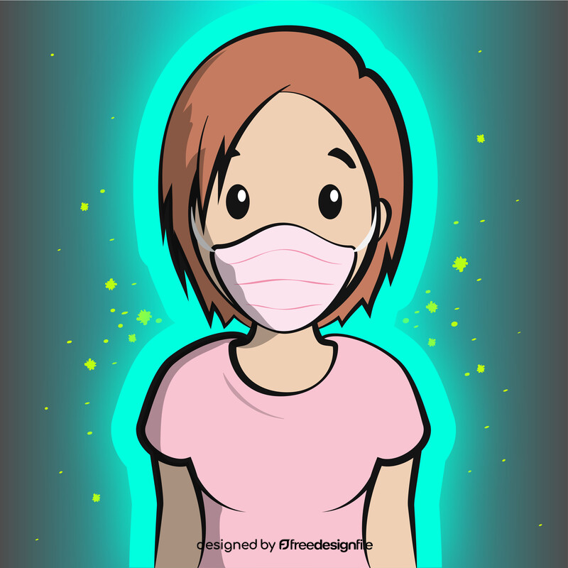 Cartoon girl wearing a mask vector