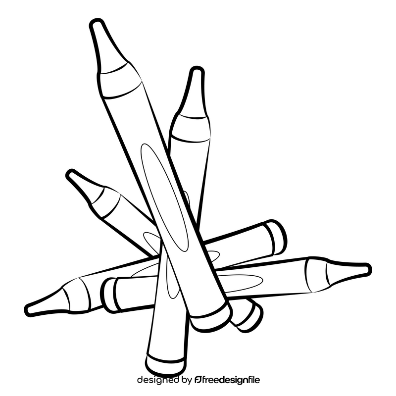 Crayons outline black and white clipart