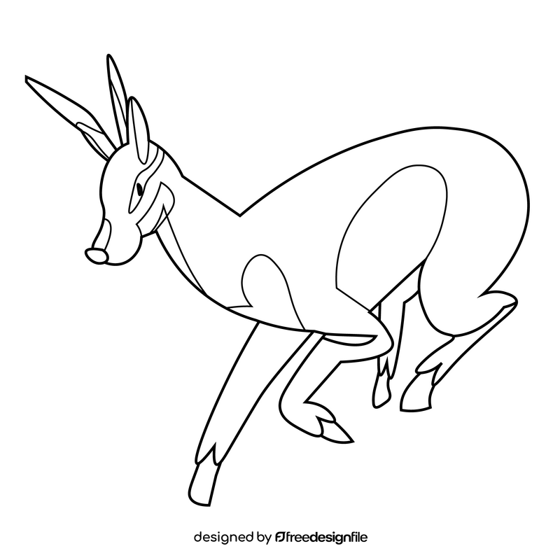 Impala running drawing black and white clipart