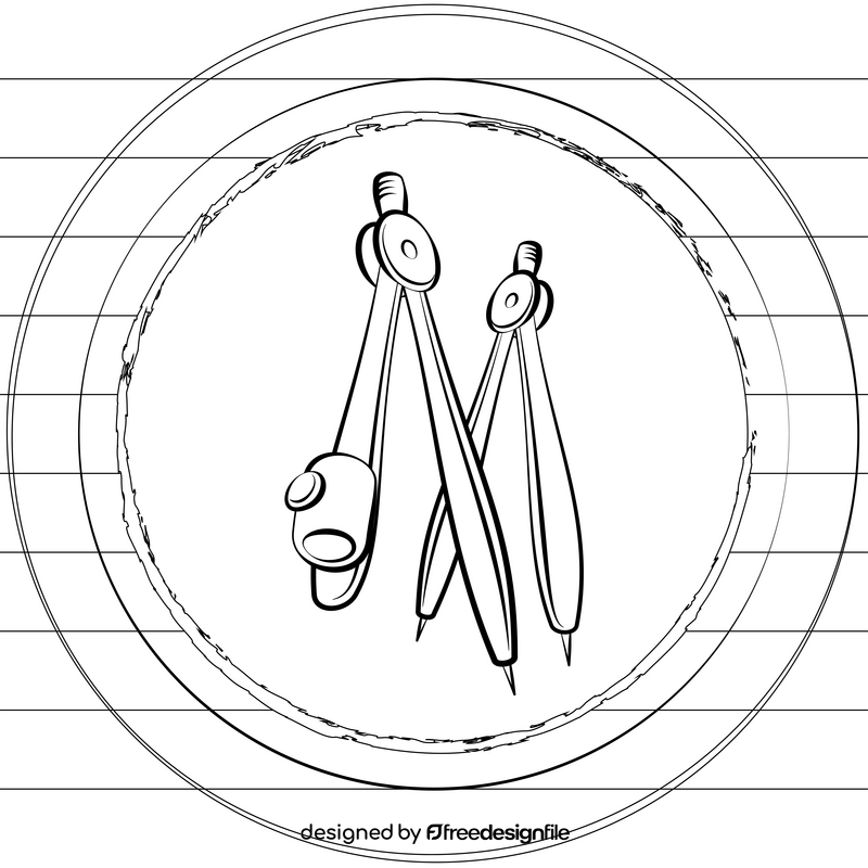 Compasses drawing black and white vector