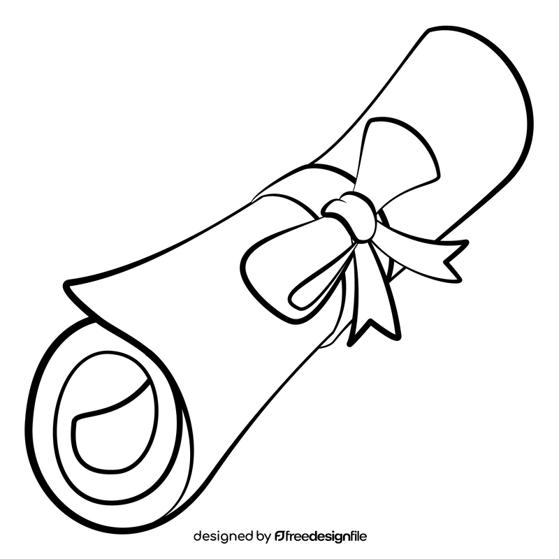 Graduation scroll black and white clipart