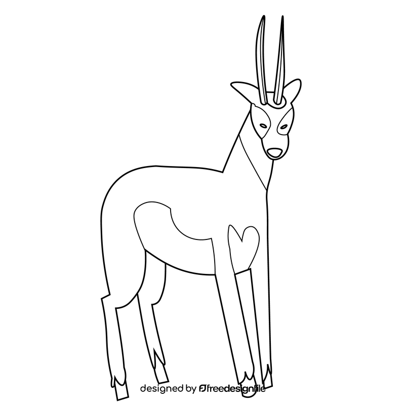 Impala animal black and white clipart