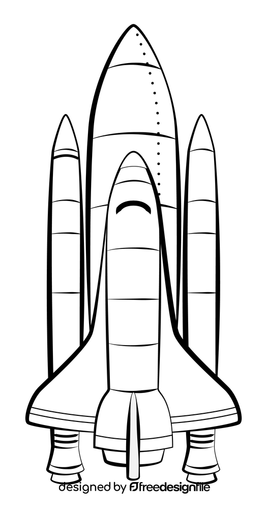 Challenger rocket black and white clipart